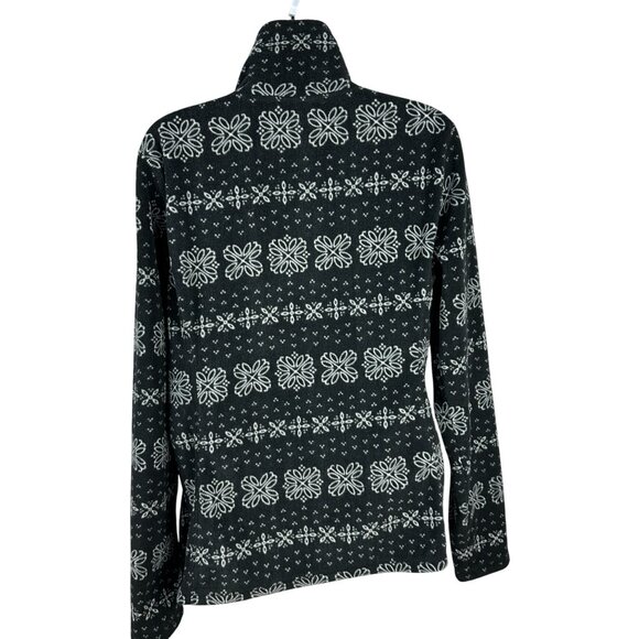 Old Navy Womens Black & White Fleece Full-Zip Jacket Floral Pattern Size L - Picture 3 of 7